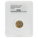1949 Roosevelt Dime MS68 PCC (Vintage Toning)