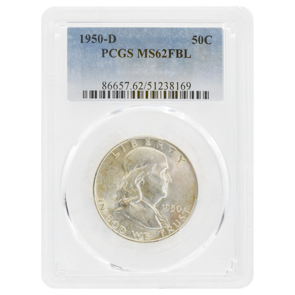 1950-D Franklin Half Dollar MS62 FBL PCGS