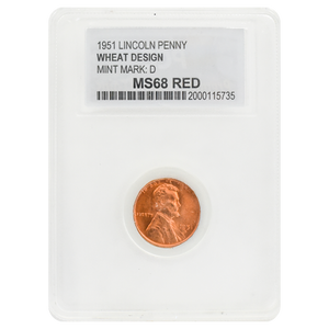 1951-D Wheat Cent MS68 Red