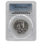 1953-D Franklin Half Dollar MS64 FBL PCGS