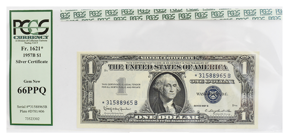 1957B $1* CU66 PPQ Silver Certificate FR1621*