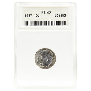 1957 MS63 Roosevelt Dime ANACS