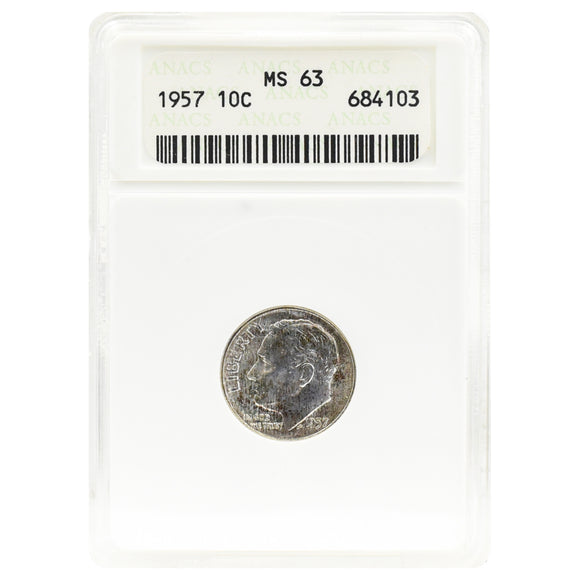 1957 MS63 Roosevelt Dime ANACS