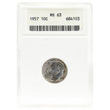 1957 MS63 Roosevelt Dime ANACS