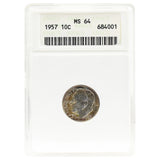 1957 MS64 Roosevelt Dime ANACS