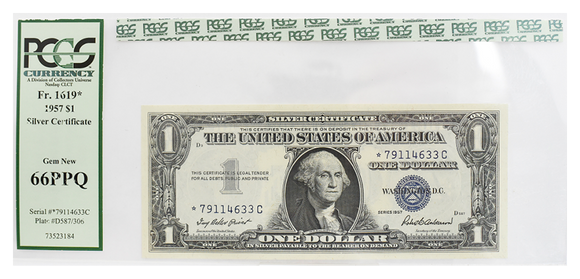 1957 $1* CU66 PPQ Silver Certificate FR1619*
