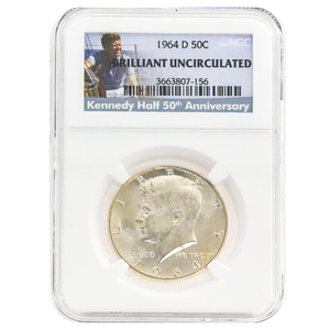 1964-D Kennedy Half Dollar BU NGC 50th Anniversary Blue Label