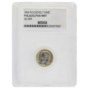1964 Roosevelt Dime MS68 PCC