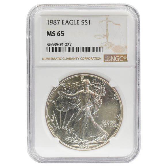 1987 Silver Eagle MS 65 NGC