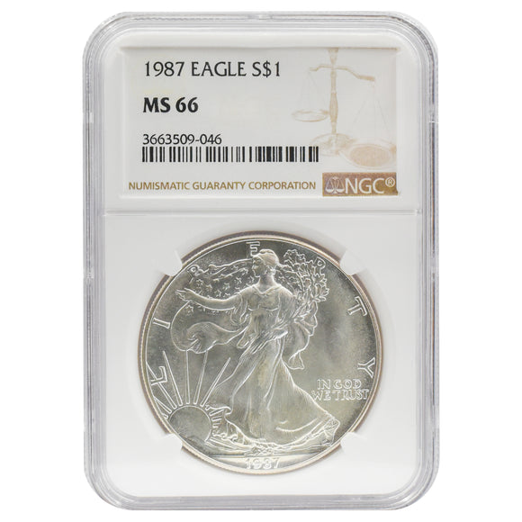 1987 Silver Eagle MS 66 NGC