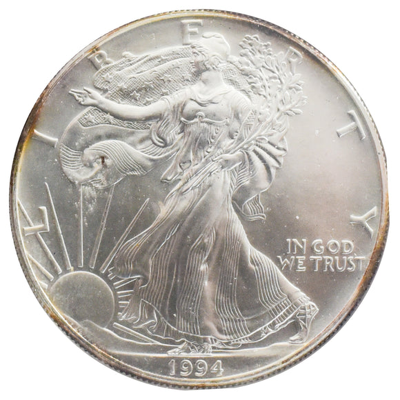 1994 American Silver Eagle (slight toning obv)