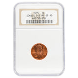 1995 Memorial Cent Double Die (Obverse) MS68 Red NGC