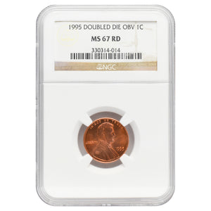 1995 Memorial Cent Doubled Die (Obverse) MS67 Red NGC
