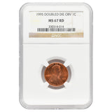 1995 Memorial Cent Doubled Die (Obverse) MS67 Red NGC