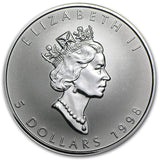 1998 Canada Maple Leaf 1 oz Silver BU - Lunar Tiger Privy