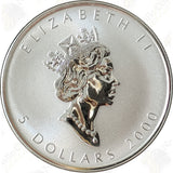 2000 Canada Maple Leaf 1 Oz Silver BU - Dragon Privy - Off Quality/Toned