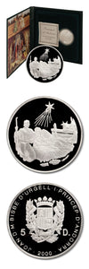 Nativity Scene 5 Diners 2000 Proof Silver Crown Case & COA