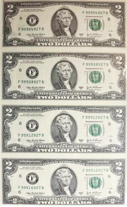 2003 $2 Atlanta 4 piece uncut sheet