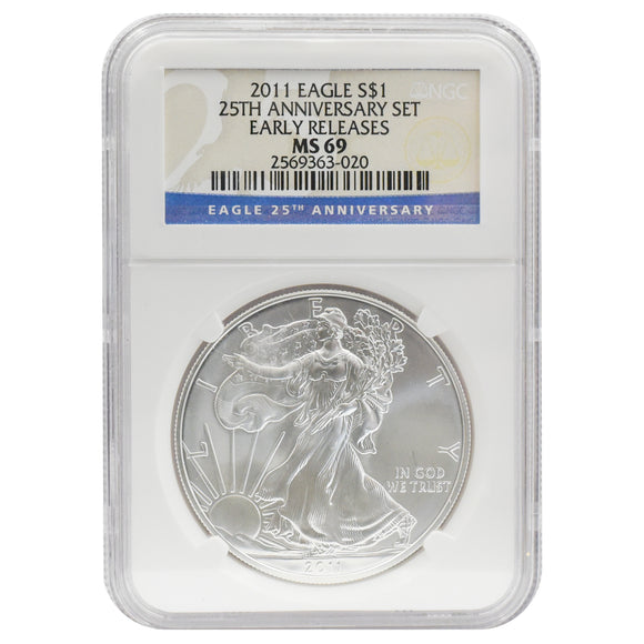 2011 Silver Eagle 25th Anniversary Set Early Releases MS 69 NGC