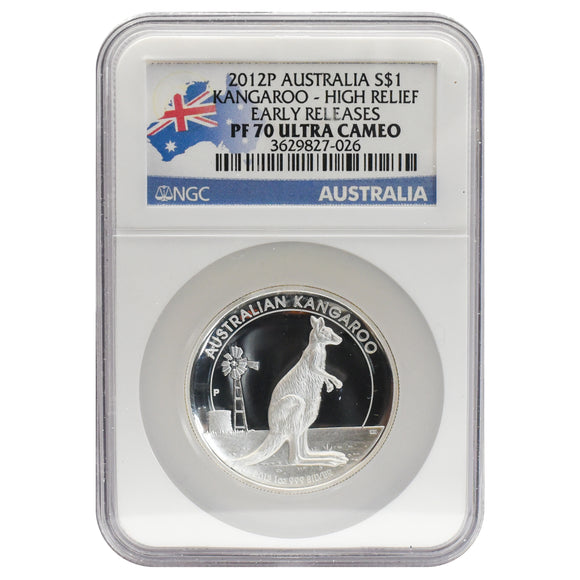 2012-P Australia Kangaroo High Relief Early Releases PF70 Ultra Cameo NGC