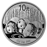 2013 China Panda 1 Oz Silver BU - In Capsule