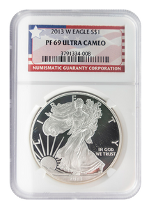 NGC 2013 W Silver Eagle "Flag Label" PF 69 Ultra Cameo