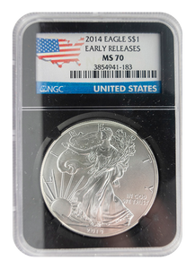 NGC Set - 2013 & 2014 Silver Eagle "Flag Label" MS70 Early Release