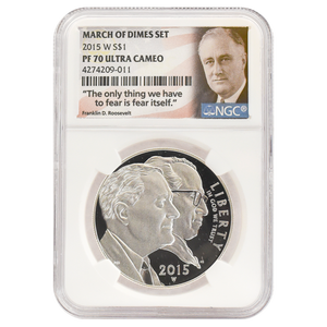 2015-W Roosevelt Dime PF70 Ultra Cameo NGC FDR March of Dimes