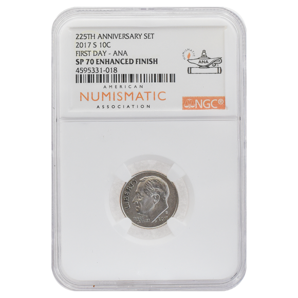 2017-S Roosevelt Dime SP70 Enhanced Finish 225th Anniversary Set 