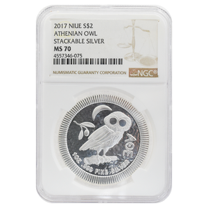 2017 Niue S$2 Athenian Owl MS70