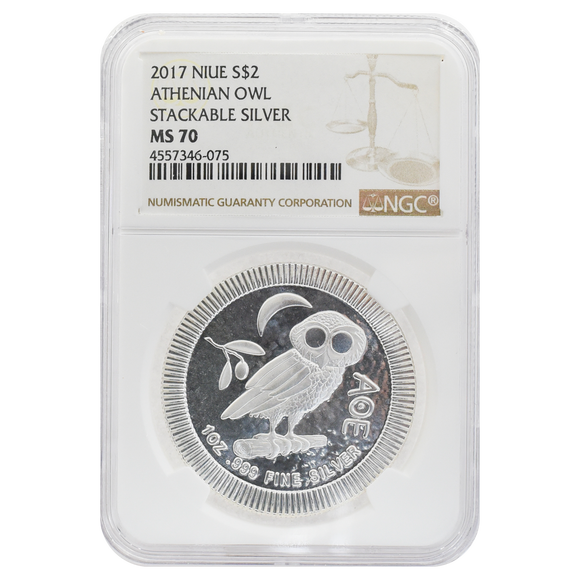 2017 Niue S$2 Athenian Owl MS70