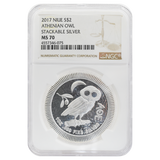 2017 Niue S$2 Athenian Owl MS70
