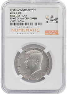 2017-S 225th Anniversary Kennedy Half Dollars FDI SP 69 Enhanced Finish NGC