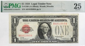 PMG 1928 $1 Legal Tender FR1500 $1 VF 25
