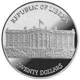 2001 Liberia $20 George Bush and Richard Cheney 1 oz Silver Round