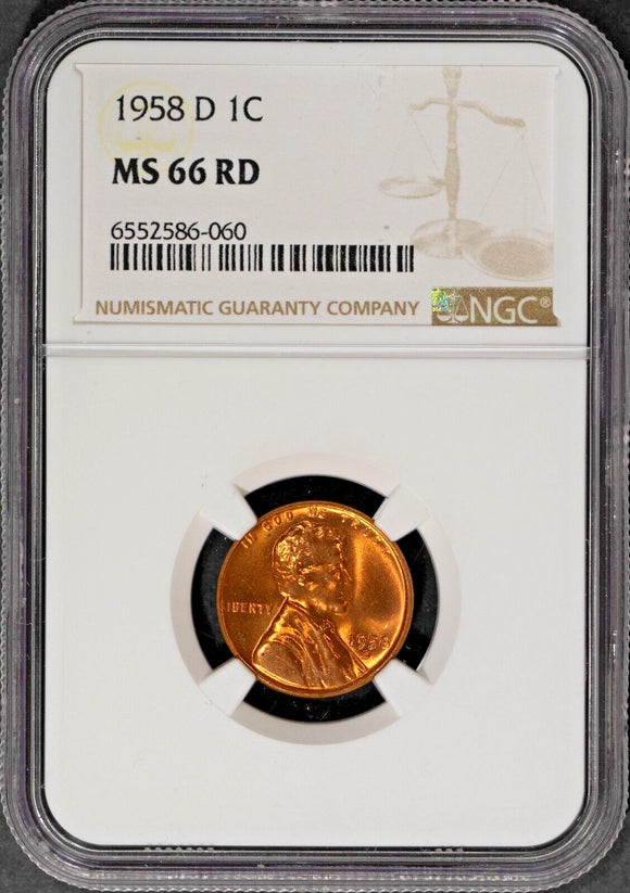 1958-D Lincoln Cent MS66 Red NGC