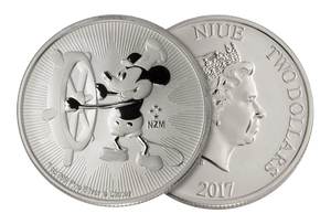 2017 Niue 1 ounce Silver $2 Disney "Mickey Steamboat" BU