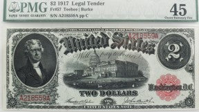 PMG 1917 $2 Legal Tender FR57 Teehee/Burke EF45