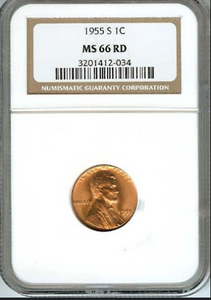 1955-S Lincoln Cent MS66 Red NGC