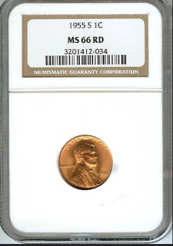 1955-S Lincoln Cent MS66 Red NGC