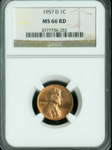 1957-D Lincoln Cent MS66 Red NGC