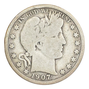 1907-D Barber Half Dollar (Low VG)