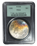 1886 PCGS MS64 Morgan Dollar-Rainbow Toned