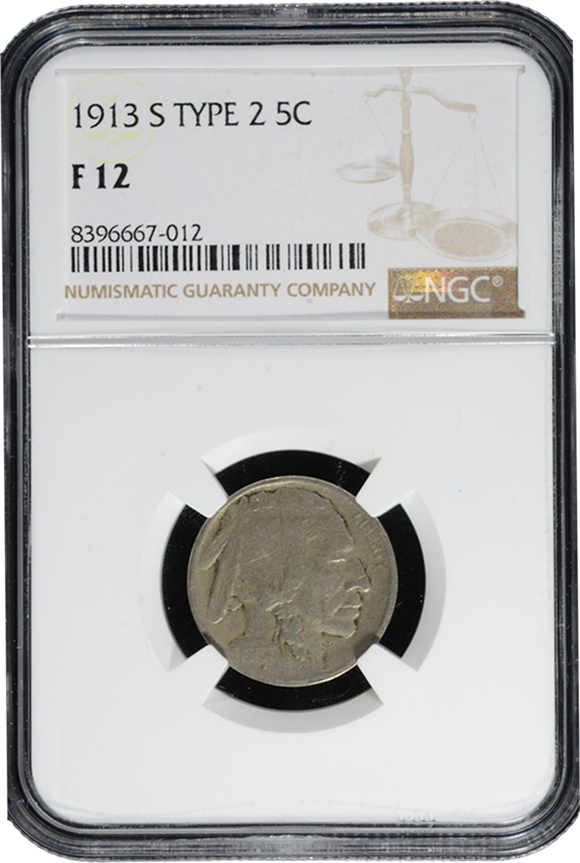 1913-S Type 2 Buffalo Nickel F12 NGC