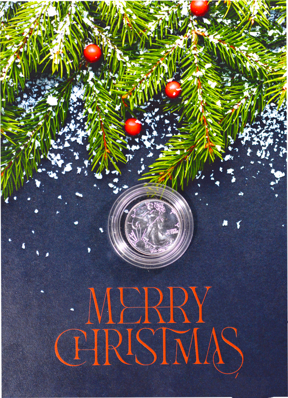 Christmas 1/10th oz of Silver Card- Variant 2, Snowy Garland