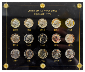 Fifteen Piece Roosevelt Proof Dime Acrylic Set