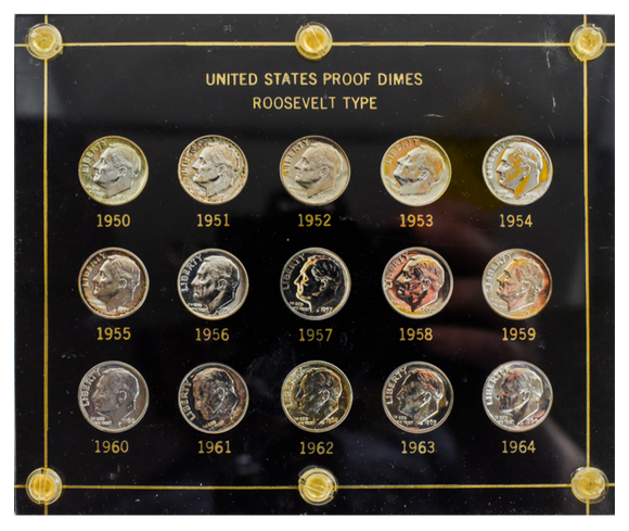 Fifteen Piece Roosevelt Proof Dime Acrylic Set