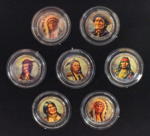 7 Native Indian Chief Commemorattive Coin Set