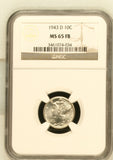 1943-D 10c Mercury Dime MS 65 FB NGC