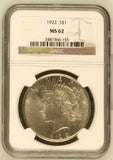 1922 $1 Peace Dollar MS62 NGC